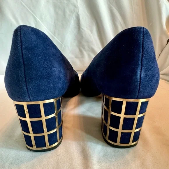 Brian Atwood Karina Blue suede pumps. - Picture 4 of 5